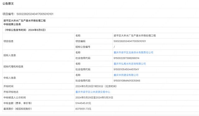 必威·(BETWAY)官方网站重庆华民建设成功中标梁平区大井水厂生产废水环保处理